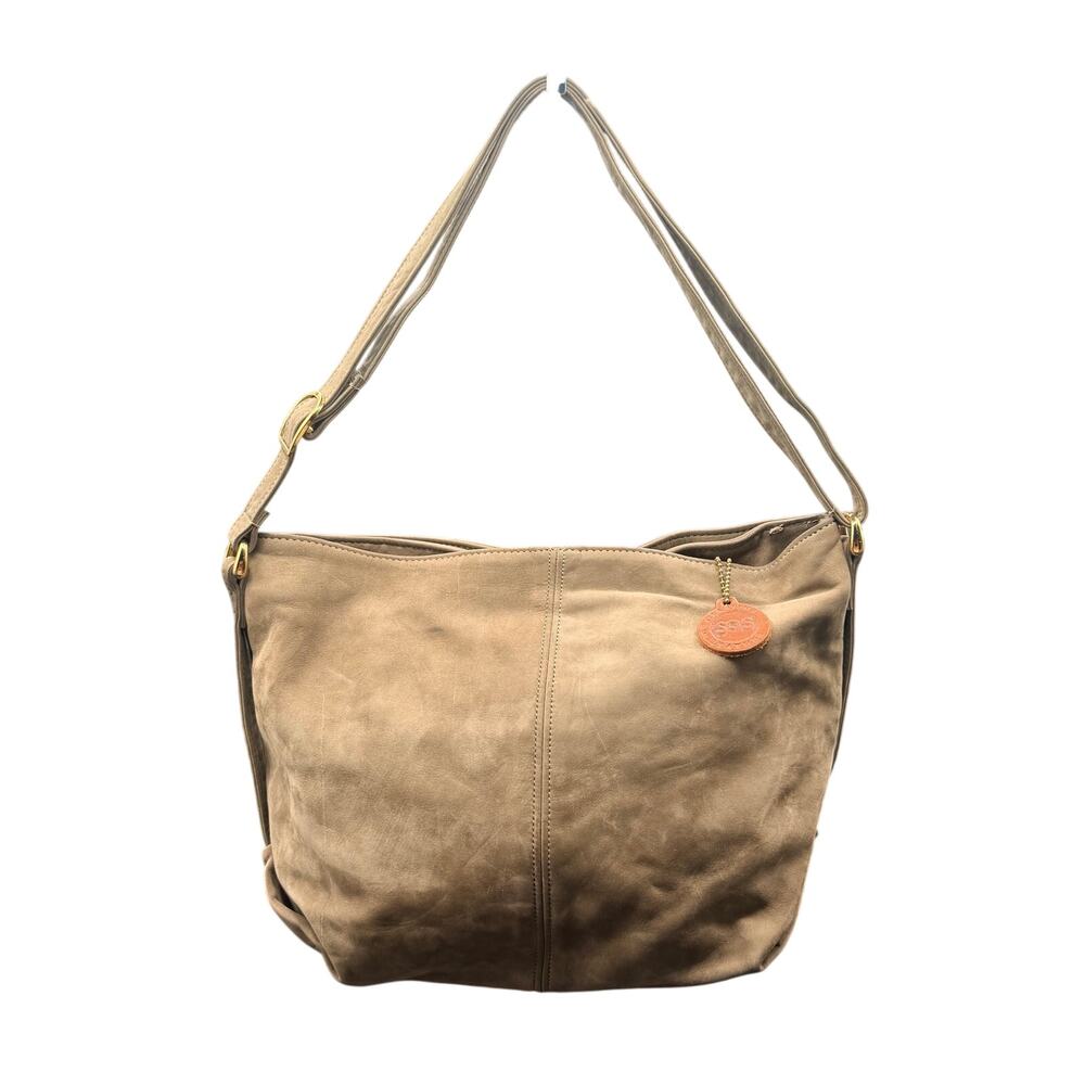 SAS Brown Nubuck Leather Hobo Shoulder Bag Adjustable Strap USA